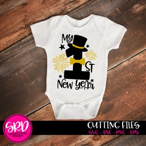 Mi primer Año Nuevo SVG, Nochevieja, archivo de corte SVG, Baby's First, Fireworks svg, Boy, diseño, camisa, silueta, cricut