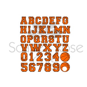 Letras de baloncesto fuente y números SVG archivo de corte para silueta cameo y cricut