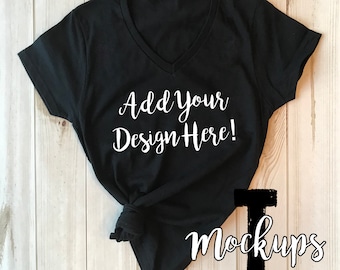 Zwarte V-hals Mockup | Womens V hals Mockup | Kleding van Mock up