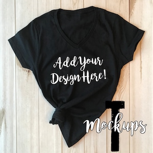 Scollo a V nero Mockup | Scollo a V Womens Mockup | Abbigliamento Mock up