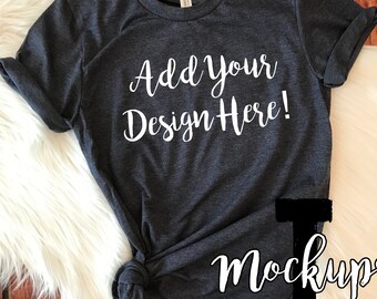 3001C Bella Canvas Navy Heather Shirt Mockup | Shirt Mock-Up