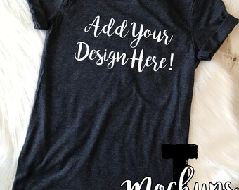 3001C Bella Canvas Navy Heather Shirt Mockup | Shirt Mock-Up