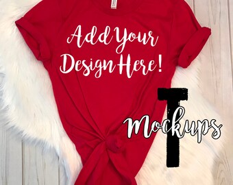 3001C Bella Canvas Red Shirt Mockup | Shirt Mock-Up