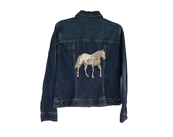 Chaqueta vaquera con caballo Appaloosa bordado - Upcycled Eddie Bauer