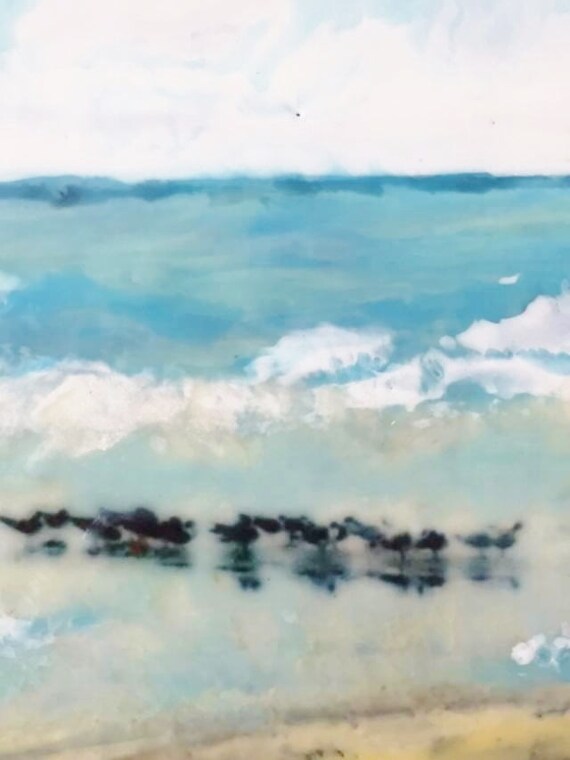 The Sea Speaks To Me II; Original Encaustic Seascape; 16 x 20 x 1 12