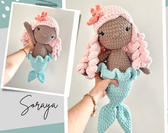 Soraya - Mermaid Crochet Pattern, Plushie Mermaid, PDF PATTERN - by BBadorables