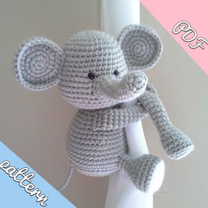 Elephant curtain tieback crochet PATTERN, right or left tieback pattern PDF instant download - by BBadorables