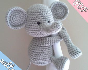 Elephant curtain tieback crochet PATTERN, right or left tieback pattern PDF instant download - by BBadorables