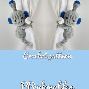 Robot curtain tieback CROCHET PATTERN, right or left tieback pattern PDF - by BBadorables