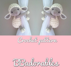 Buttercup - Lamb curtain tieback crochet PATTERN, right or left tieback pattern PDF - Lamb Pattern - by BBadorables