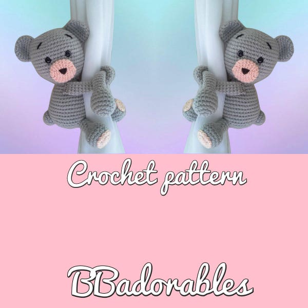 Teddy curtain tieback crochet PATTERN, droite de gauche teddy bear tieback pattern PDF téléchargement instantané - par BBadorables