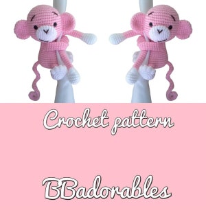 Monkey curtain tieback crochet PATTERN, right or left monkey tieback pattern PDF instant download - English