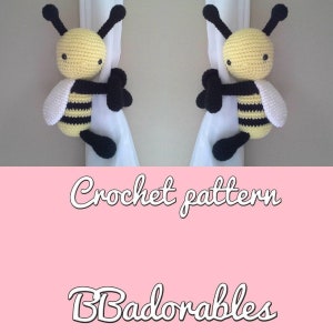 Bee curtain tieback CROCHET PATTERN English and Spanish - Abeja Abraza Cortinas, PDF instant download - by BBAdorables