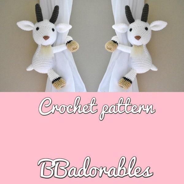 Patrón de crochet para sujetar cortinas de cabra, patrón de sujetar cortinas derecha o izquierda, descarga instantánea en PDF