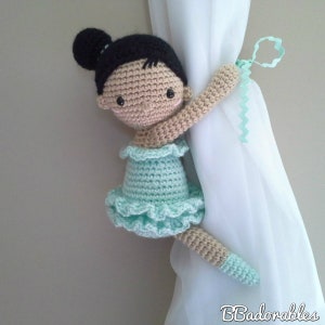 Ballerina curtain tieback crochet PATTERN, right or left tieback pattern PDF instant download - by BBadorables