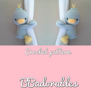 Duck curtain tieback crochet PATTERN, right or left duck tieback pattern PDF instant download - by BBadorables