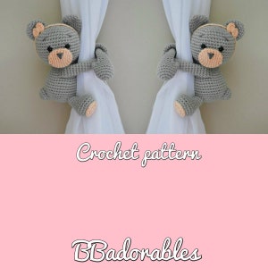 Peaches - Teddy curtain tieback - crochet PATTERN, right or left tieback pattern PDF instant download - by BBadorables