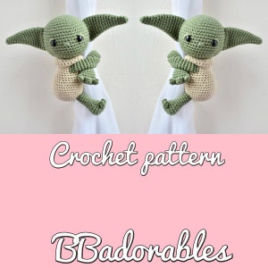 Baby Yda curtain tieback CROCHET PATTERN, right or left Yoda tieback pattern PDF Yoda Abraza Cortinas by BBadorables image 2