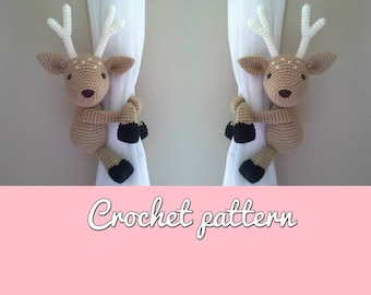 Bambi - Deer curtain tieback crochet PATTERN, right or left tieback pattern PDF instant download