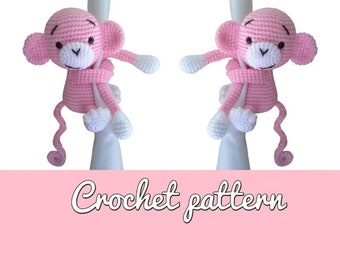 Monkey curtain tieback crochet PATTERN, right or left monkey tieback pattern PDF instant download - English