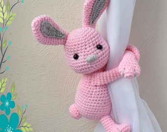 Binky - Bunny curtain tieback - crochet PATTERN, right or left Bunny tieback pattern - PDF instant download - by BBadorables