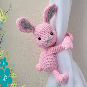 Binky - Bunny curtain tieback - crochet PATTERN, right or left Bunny tieback pattern - PDF instant download - by BBadorables