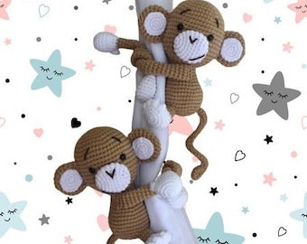 Monkey curtain tieback crochet PATTERN, right or left monkey tieback pattern, PDF instant download - by BBadorables