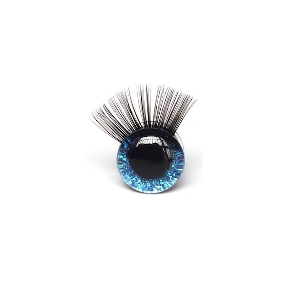 Eyes With Eyelashes with Hard Washers, Brown, Blue (12mm, 14mm) - 2 PAIR - 5 PAIR