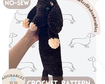 Snickers Dachshung Snuggler Crochet Pattern | No-Sew Amigurumi