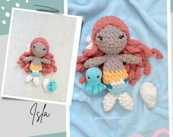 Isla Mini Mermaid with Octopus Crochet PATTERN || Mini Mermaid Amigurumi Pattern || Mermaid&Octopus Crochet Patterns