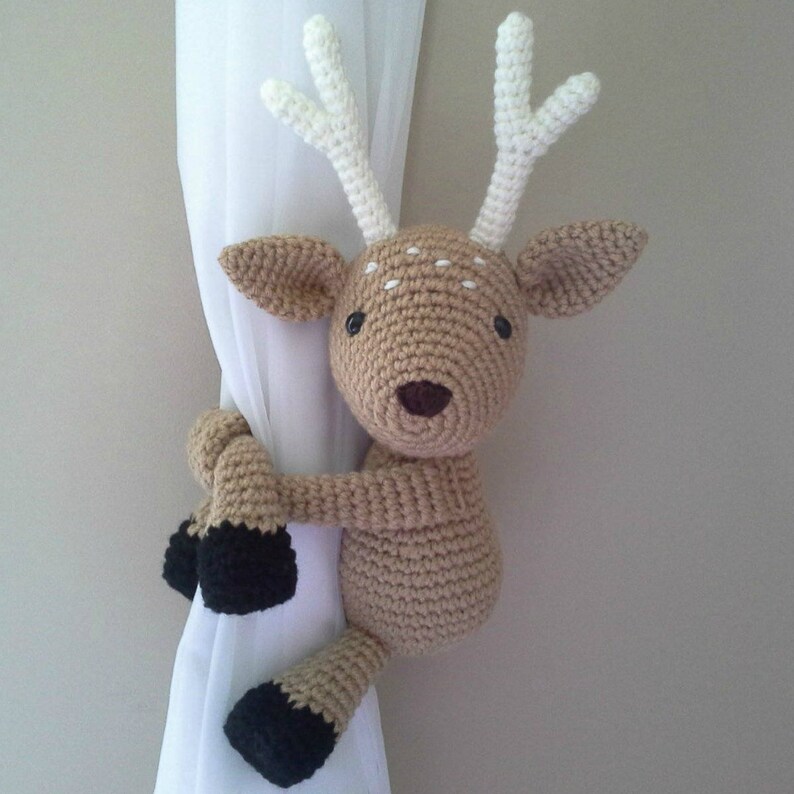 English Bambi Deer curtain tieback crochet PATTERN right or left tieback pattern PDF instant download