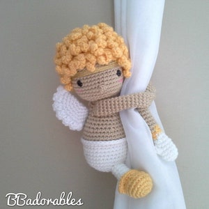 Guardian Angel Curtain tieback crochet PATTERN, right or left tieback pattern PDF Angel Pattern PDF instant download by BBadorables image 6