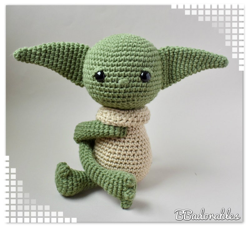 Baby Yda curtain tieback CROCHET PATTERN, right or left Yoda tieback pattern PDF Yoda Abraza Cortinas by BBadorables image 10