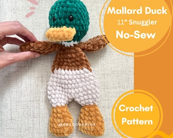 No-Sew Milan Mallard Duck Mini Snuggler Crochet PATTERN || Duck Amigurumi Snuggler Pattern || Lovey Duck Crochet Pattern