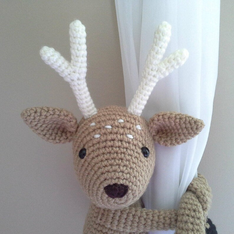 English Bambi Deer curtain tieback crochet PATTERN right or left tieback pattern PDF instant download