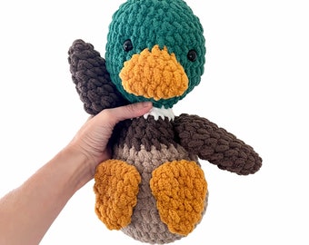 Peluche canard colvert, 30 cm (12 po.) de haut, douce et confortable, canard farci, peluche canard colvert