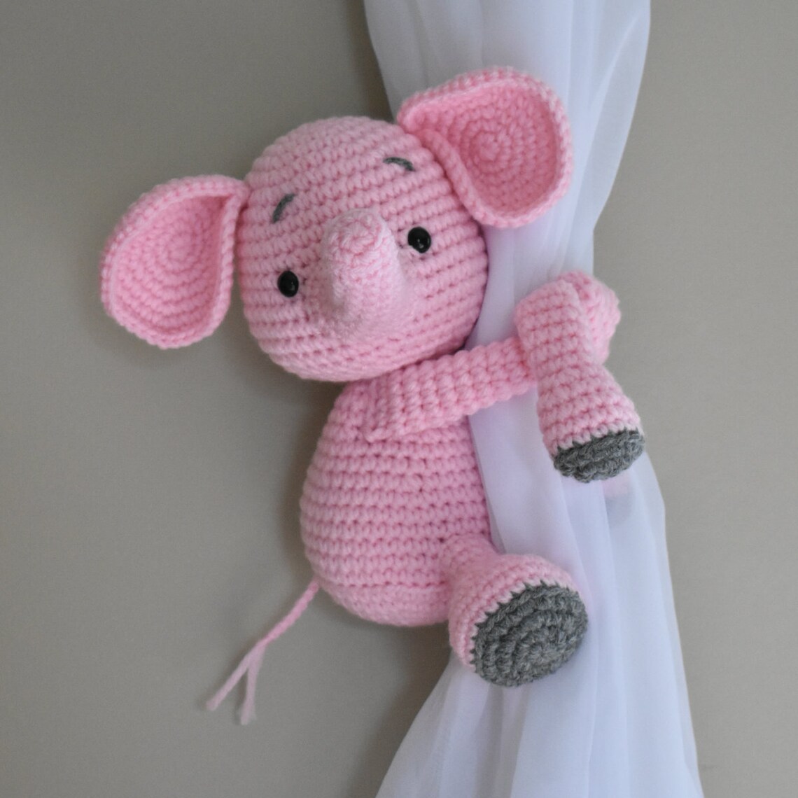 Pink Elephant Curtain Tieback Crochet PATTERN Right or Left Etsy