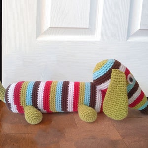 Striped Dachshund DOORSTOP, Crochet Doorstop Pattern, Teckel, Dog Doorstop, PDF PATTERN instant download - by BBadorables