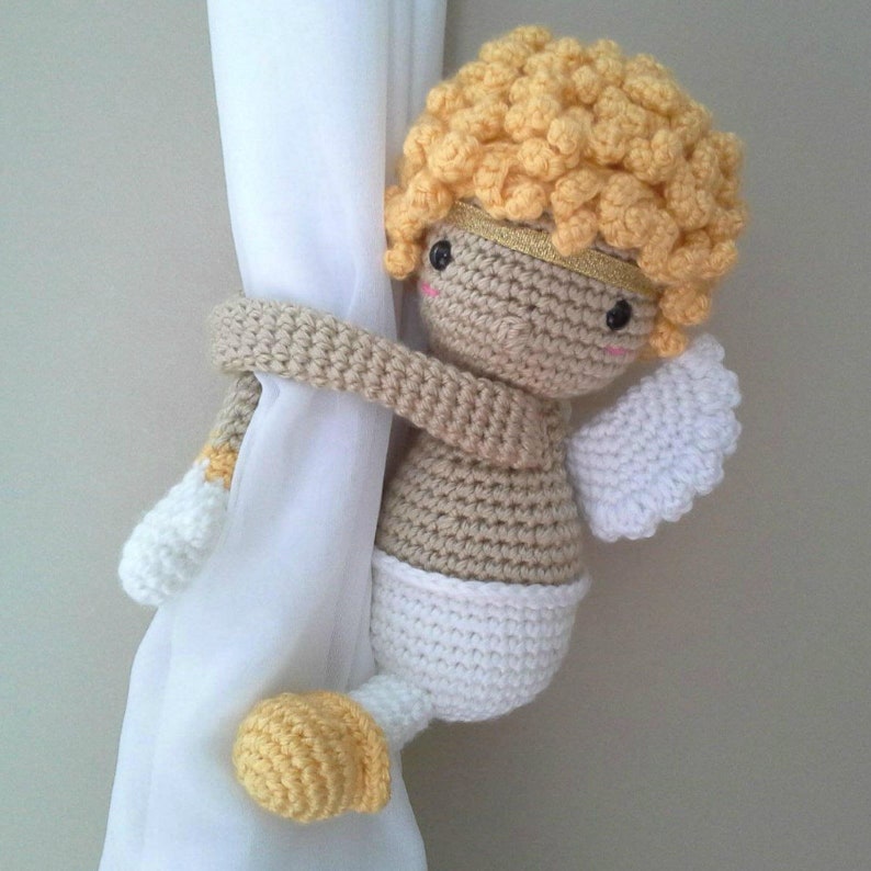 Guardian Angel Curtain tieback crochet PATTERN, right or left tieback pattern PDF Angel Pattern PDF instant download by BBadorables image 3