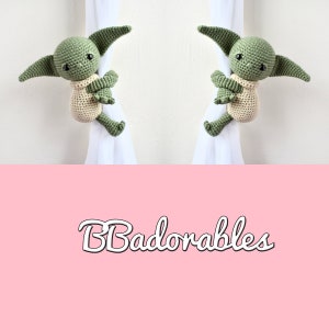 Baby Yda curtain tieback CROCHET PATTERN, right or left Yoda tieback pattern PDF Yoda Abraza Cortinas by BBadorables image 7