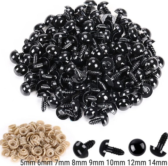 Eyes - Black Safety Eyes (5mm, 6mm, 7mm, 8mm, 9mm, 10mm, 12mm, 14mm, 16mm) (2 pairs) (5 pairs) (10 pairs) (20 pairs)