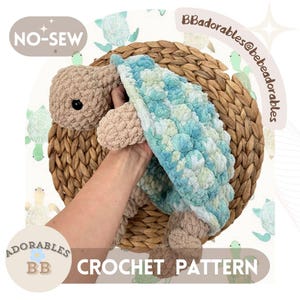 Snuggler réversible sans couture Tom Turtle au crochet || Motif tortue Amigurumi Snuggler || Motif au crochet Lovey Turtle
