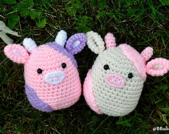 Mini Crochet Cow Squishmallow Plushie PDF PATTERN