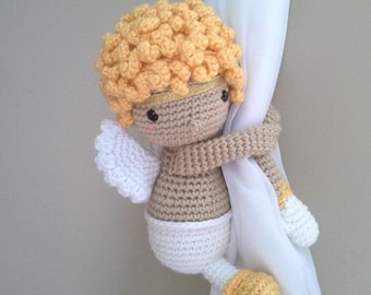 Guardian Angel - Curtain tieback crochet PATTERN, right or left tieback pattern PDF - Angel Pattern PDF instant download - by BBadorables