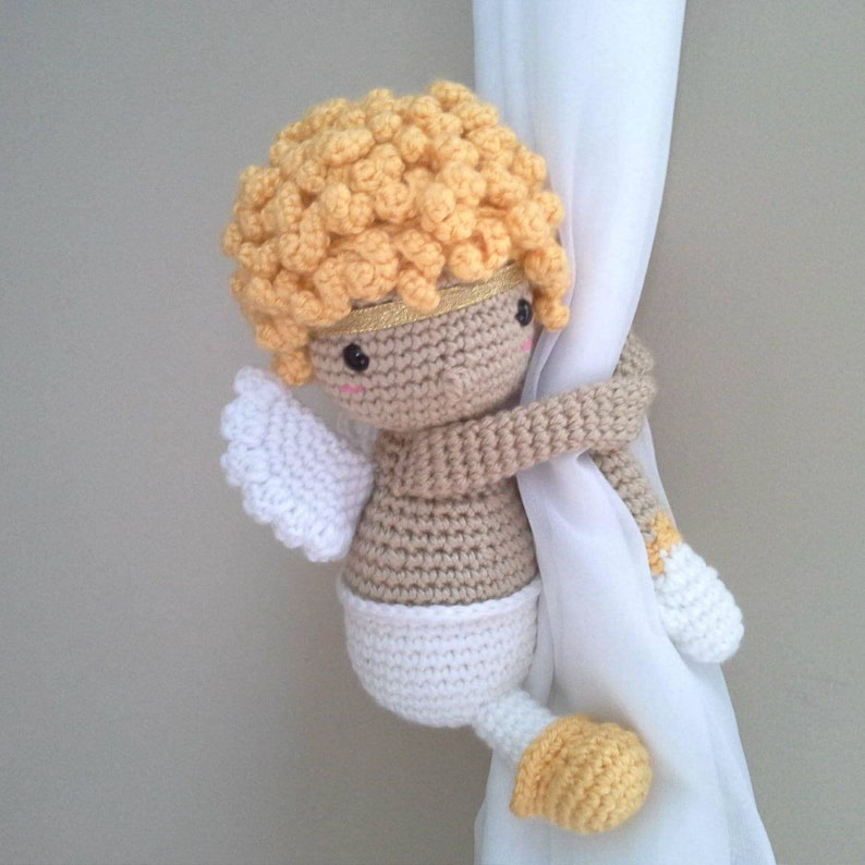 Guardian Angel Curtain tieback crochet PATTERN, right or left tieback pattern PDF Angel Pattern PDF instant download by BBadorables image 1