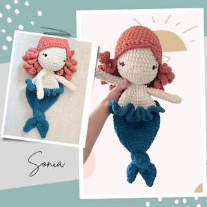 Sonia Mermaid Snuggler Crochet Pattern, Lovey Mermaid, LOW SEW pattern only