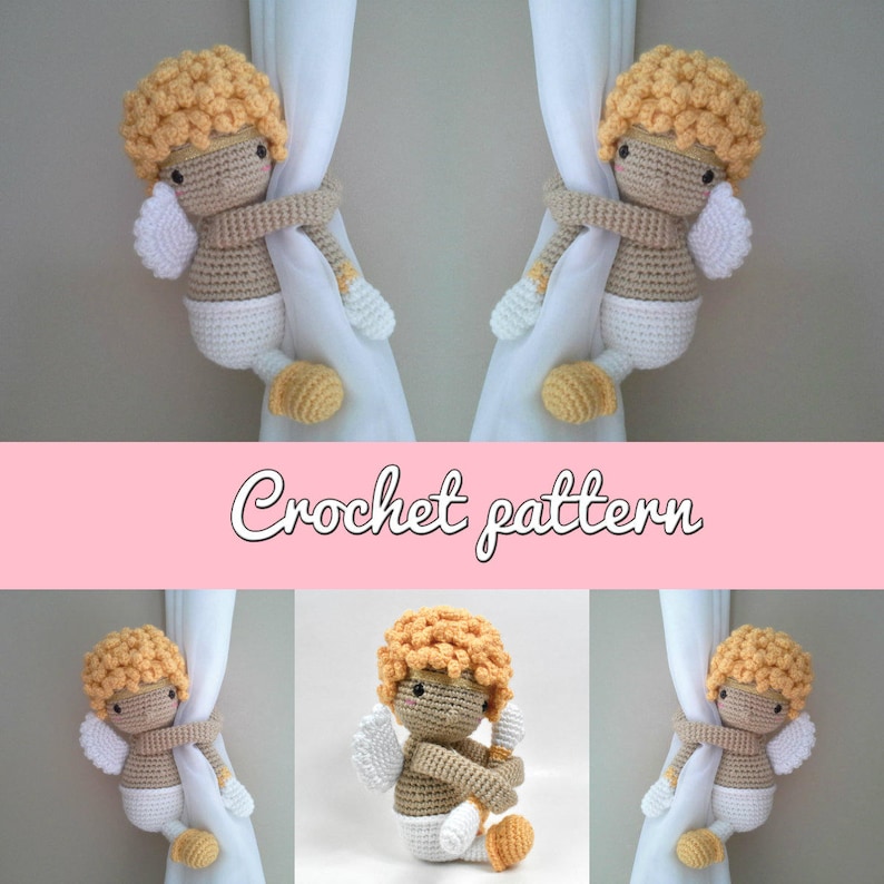 Guardian Angel Curtain tieback crochet PATTERN, right or left tieback pattern PDF Angel Pattern PDF instant download by BBadorables image 8