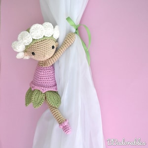 Flower Girl curtain tieback CROCHET PATTERN, right or left tieback pattern by BBadorables