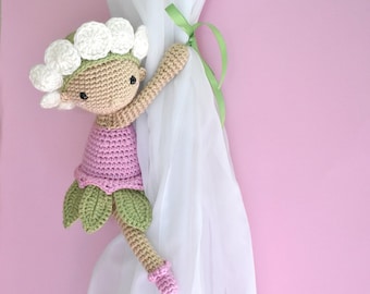 Flower Girl curtain tieback CROCHET PATTERN, right or left tieback pattern by BBadorables