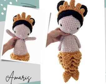 Amaris the Fiery Mermaid Crochet Pattern, Plushie Mermaid, Pattern Only